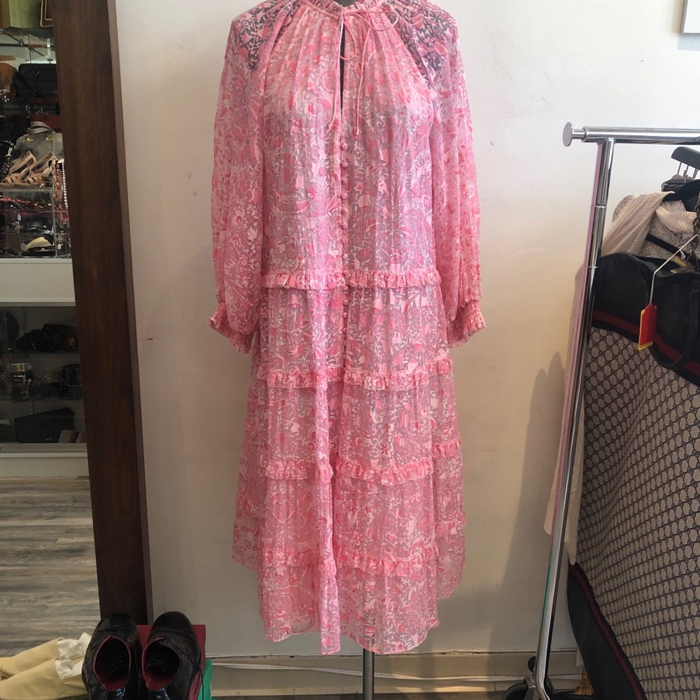 Alice + Olivia Pink Floral Long Sleeve Dress